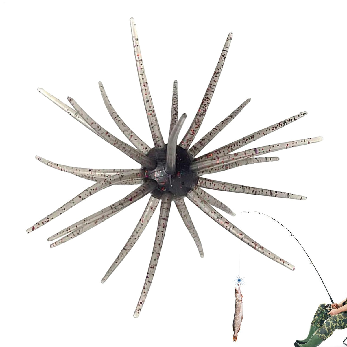 Lure Bait for Black Pits with sea urchin design attracts bass and catfish.