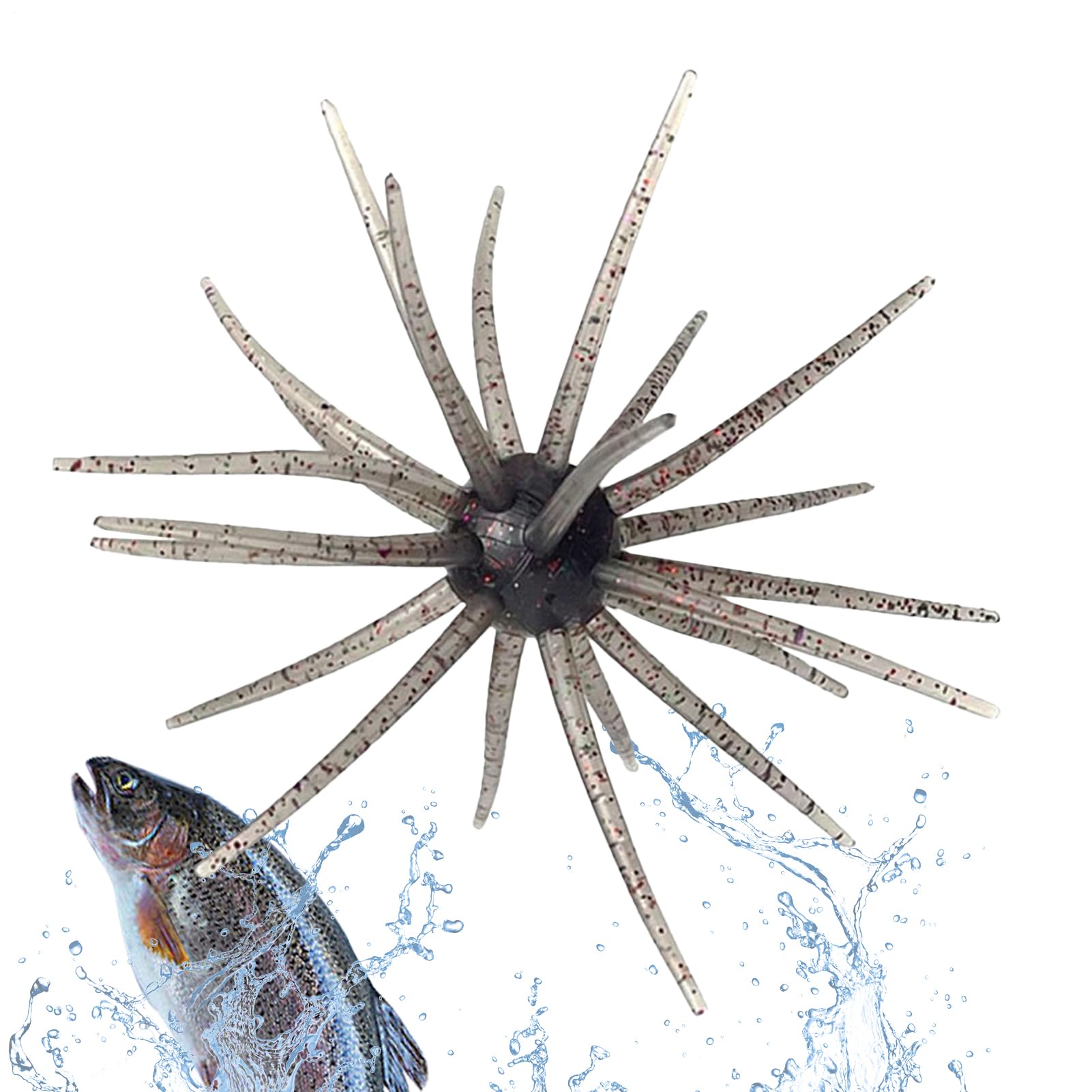 Soft worms complement the sea urchin lure for varied setups.