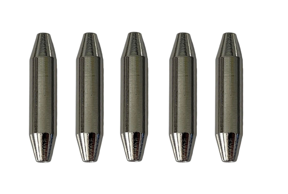 Nickel finish 7/16 oz lure body for musky/pike inline spinner - angled front view