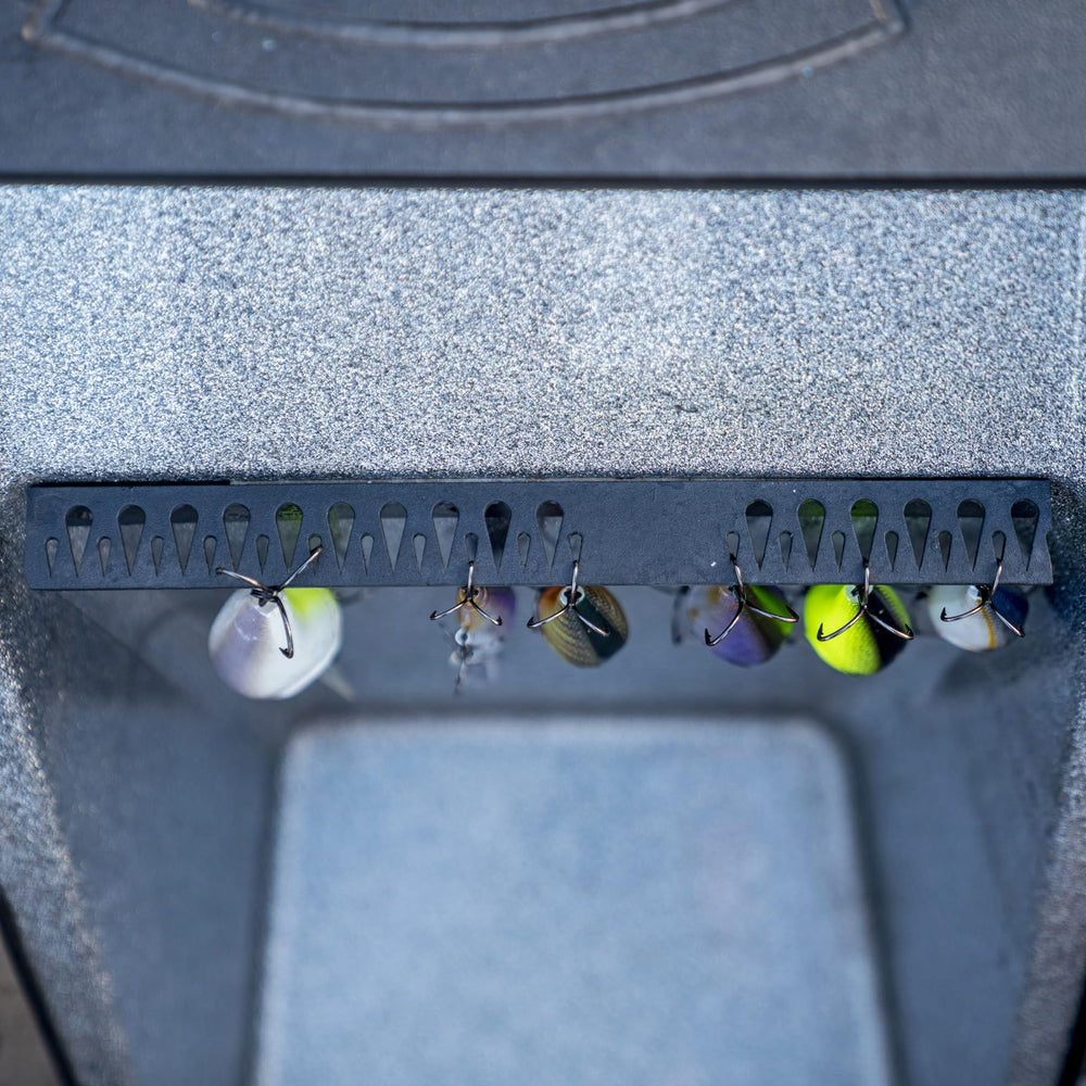 Lure rack mounting with screws and optional tape installation