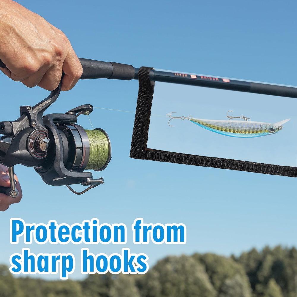 Clear PVC lure wrap covering fishing hooks