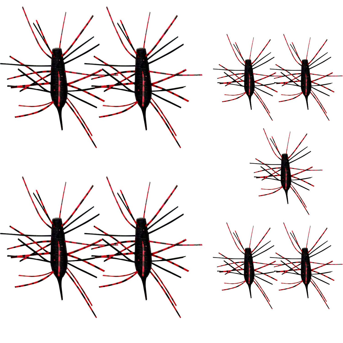 Deep red 1.57 inch silicone lure set, 5 pieces