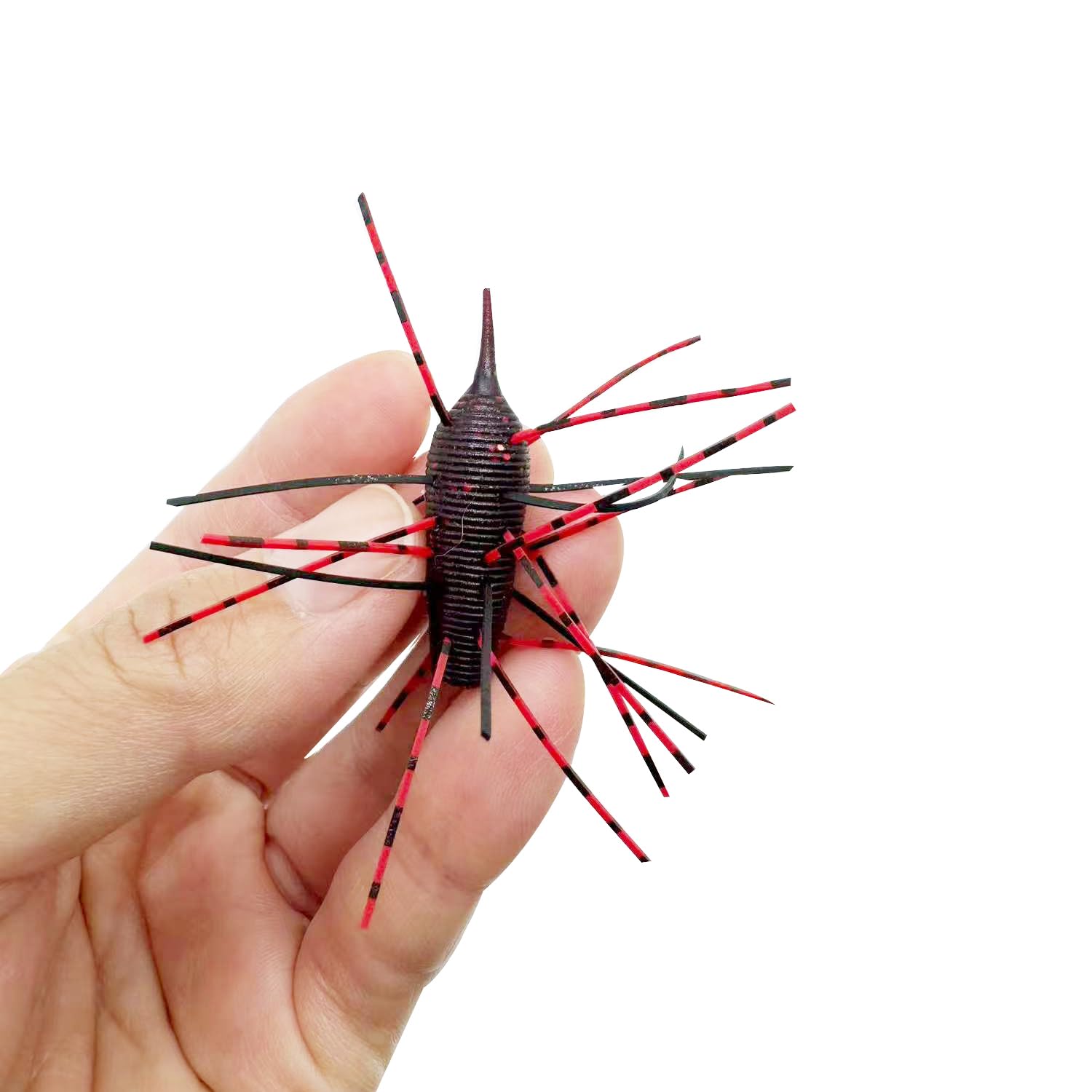 Close-up of silicone tentacles on deep red lures