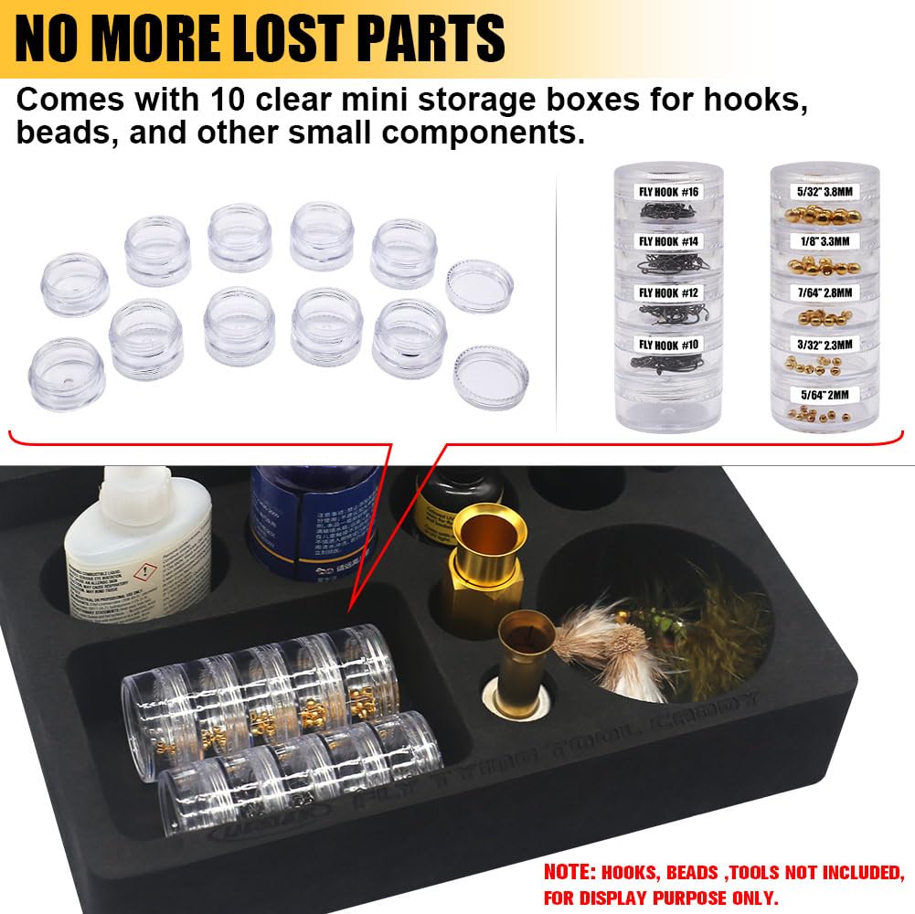 All essential fly tying tools organized in one station