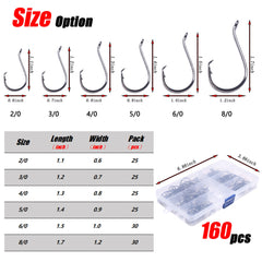 LURESMEOW octopus hook size chart showing six sizes for versatile rigs