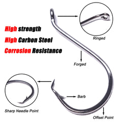 LURESMEOW offset circle hook close-up with loop eye and thick body for reliable hooksets