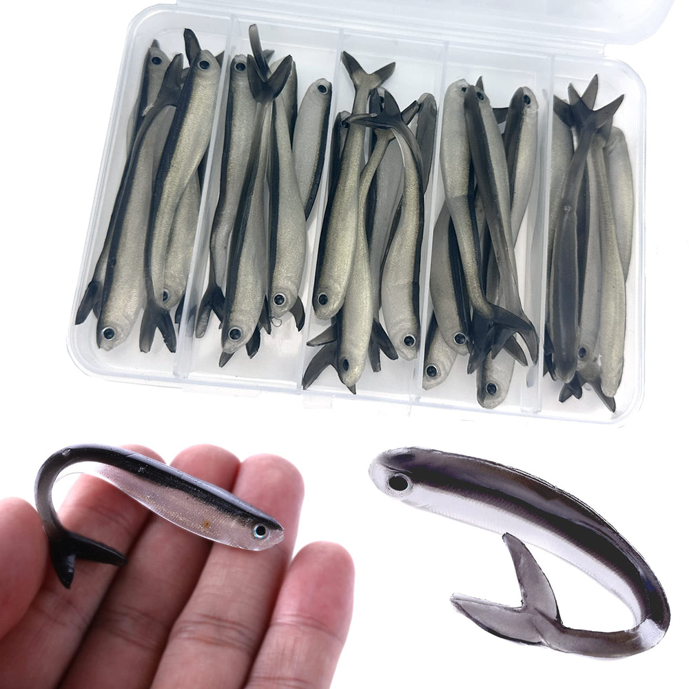 LURESMEOW paddle tail swimbaits box with 30 versatile soft lures for bass