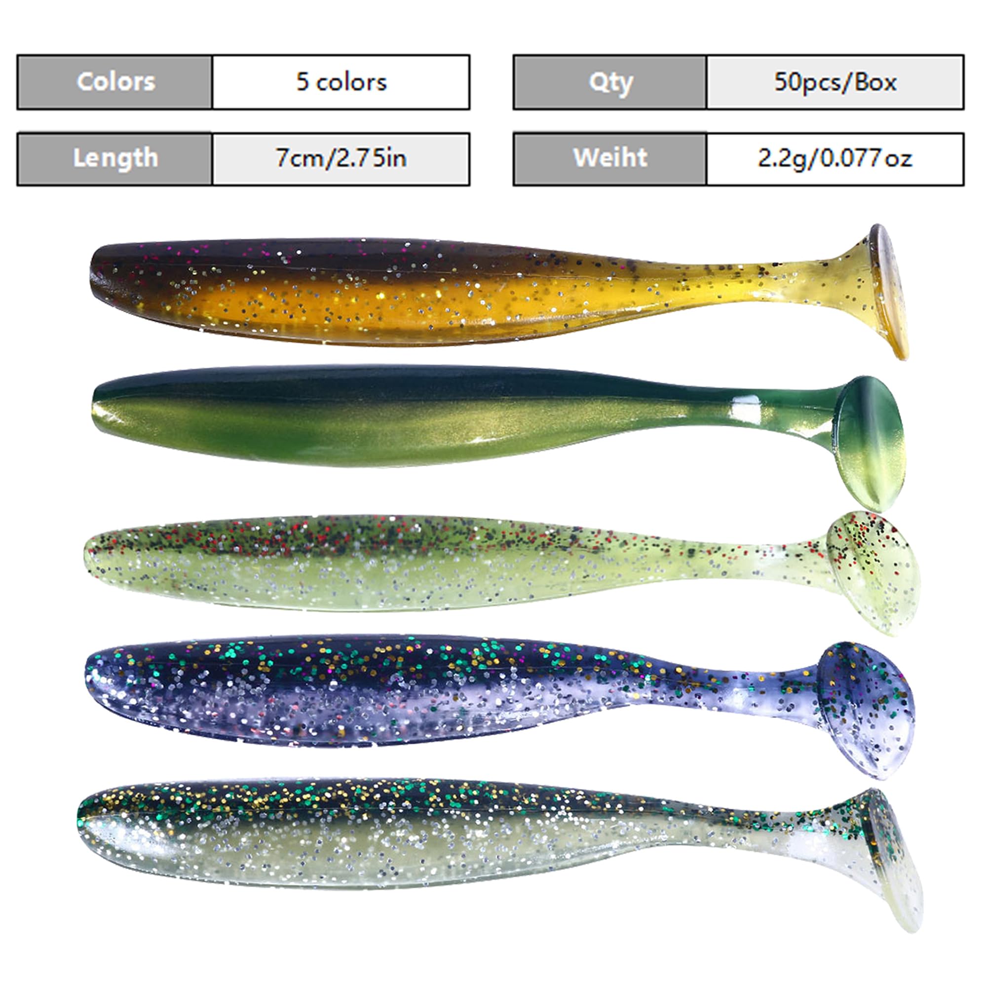 LURESMEOW paddle-tail swimbaits side view showing lifelike movement.
