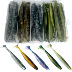 LURESMEOW 30-Piece Paddle Tail Swim Baits Box Set