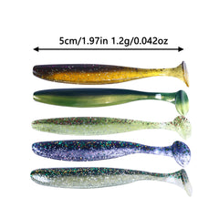 Close-up of LURESMEOW soft plastic swimbaits showing lifelike details
