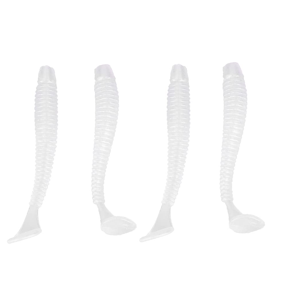 50pcs fishing lures kit in pearl white, 2in soft plastic lures