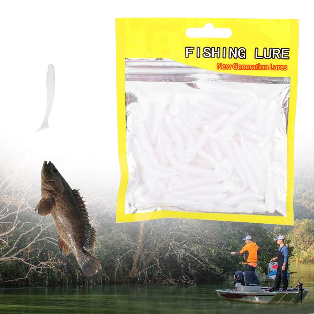 Assorted 2in soft lures in pearl white color