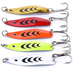 LURESMEOW fishing spoons set, 5 cm long, color options green orange red gold white