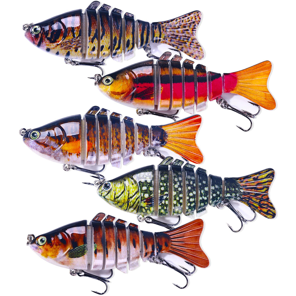 LURESMEOW 5-piece bass lure kit with box offers versatile colors for species targeting.