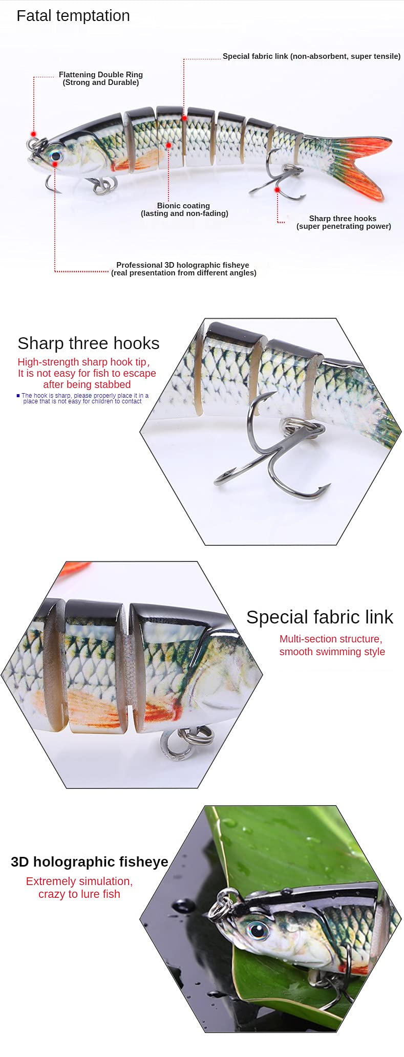 LURESMEOW durable link fabric prevents water absorption and weight shifts.