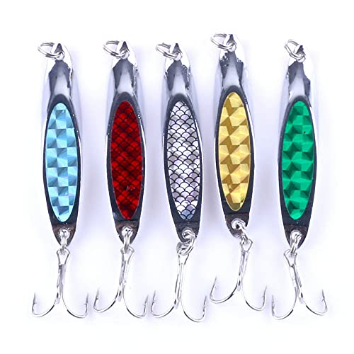 LURESMEOW fishing spoons with blue shiny coating attracts bass and trout.