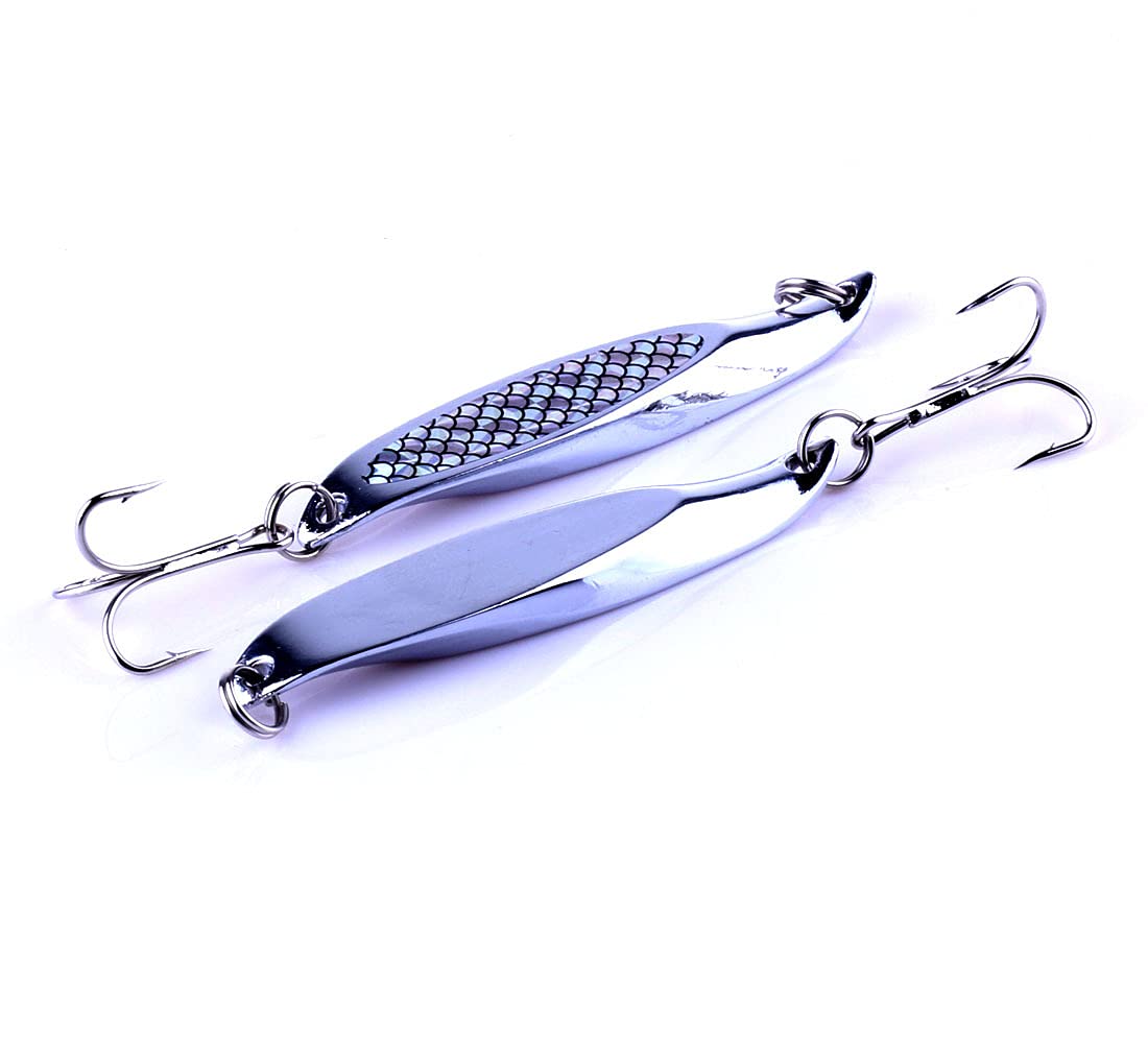 LURESMEOW fishing spoons with silvery coating offer versatile performance in varied waters.
