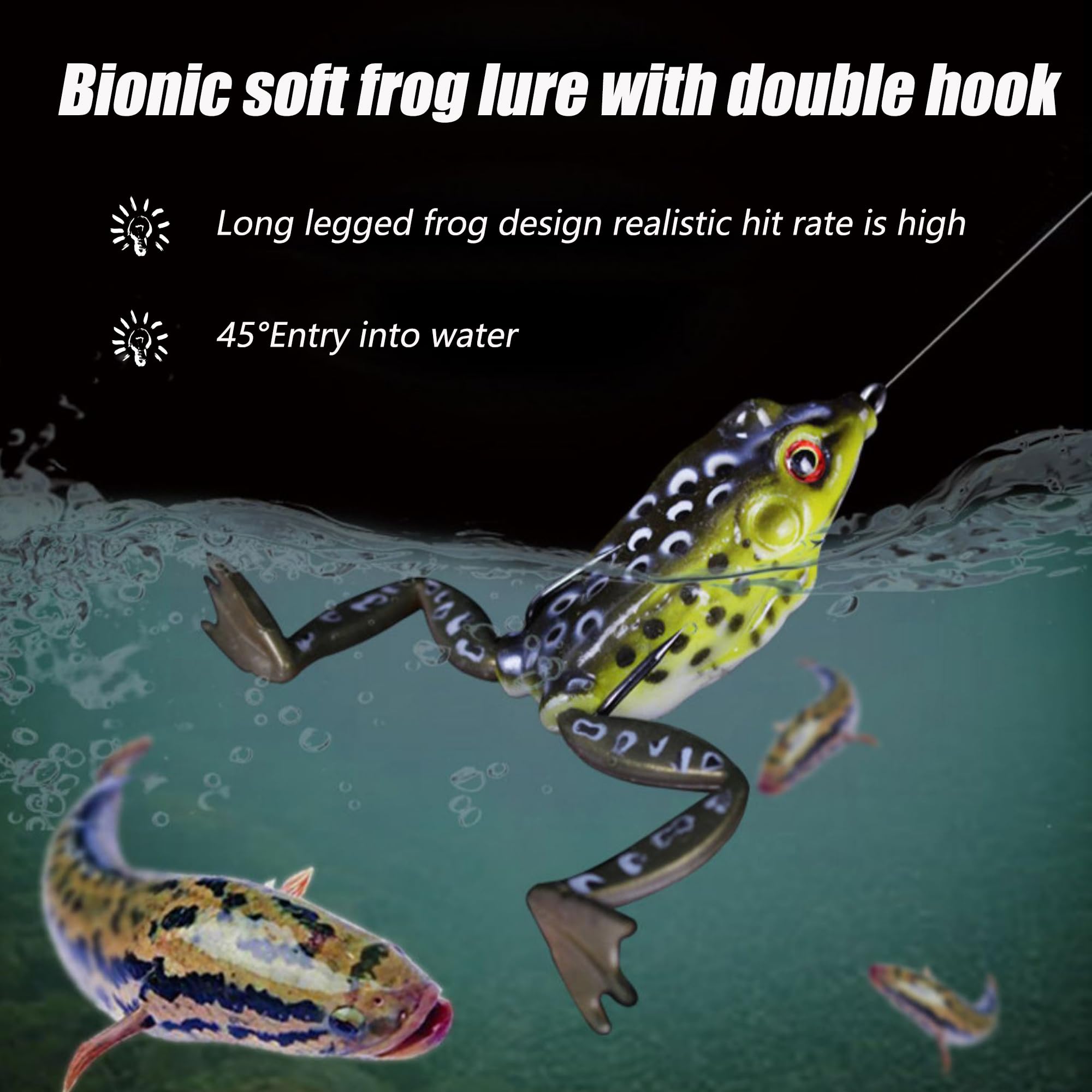 LURESMEOW Frog Lure box includes five colors for varied conditions.