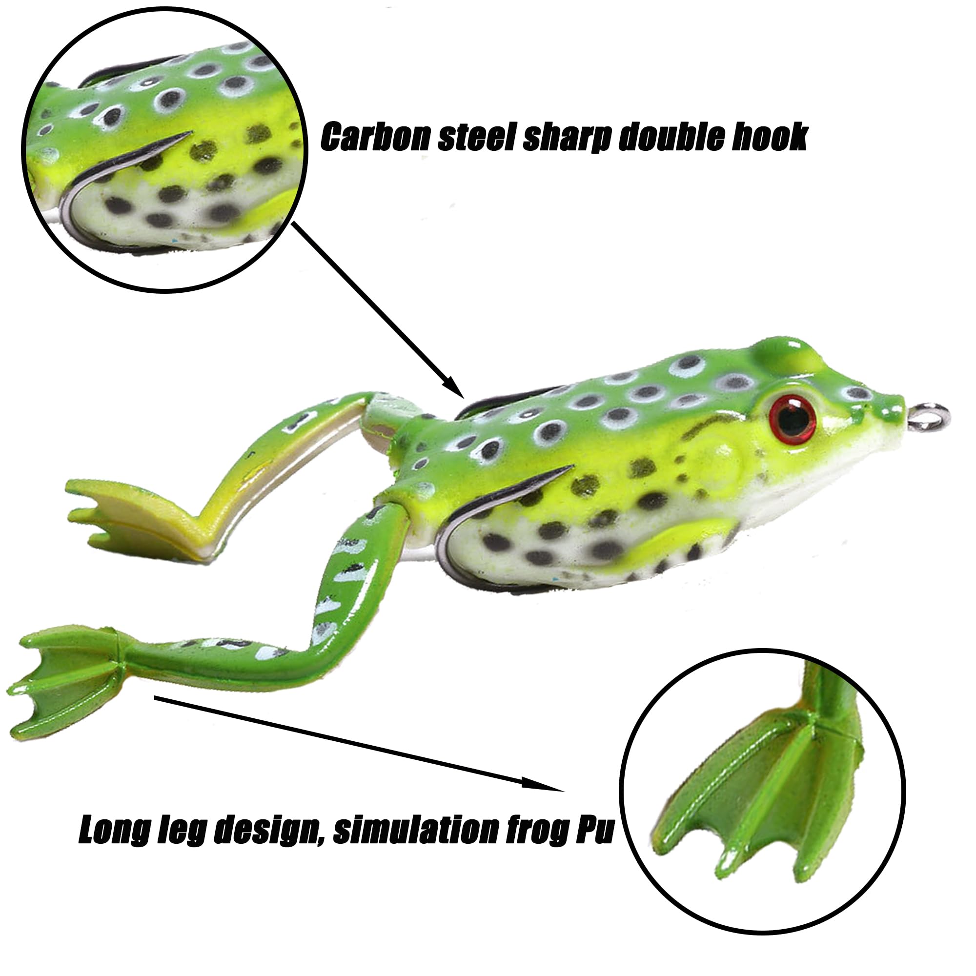 LURESMEOW Frog Lure soft plastic material resists bites and maintains form.