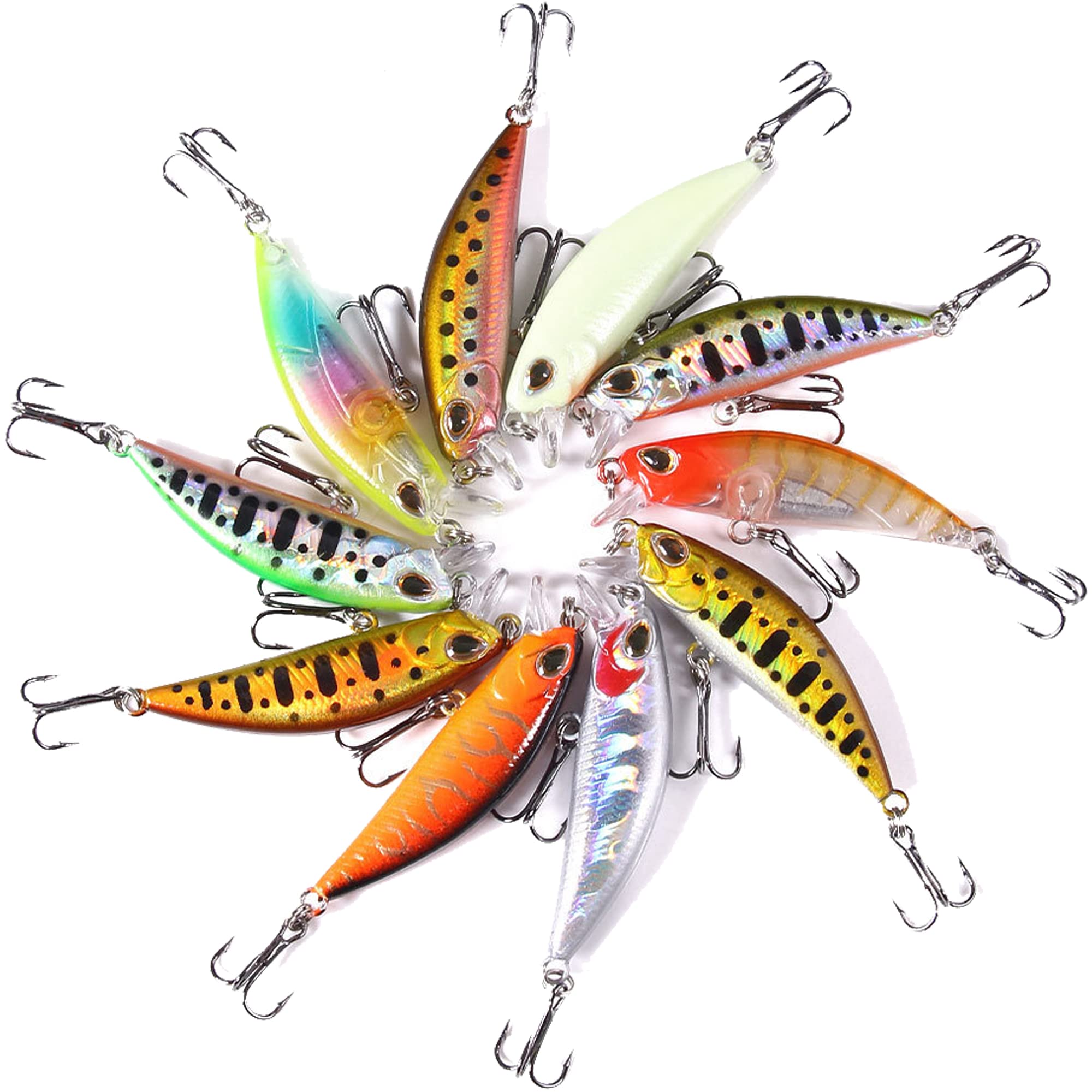 LURESMEOW jerkbait 10pcs pack offers versatile options for anglers.