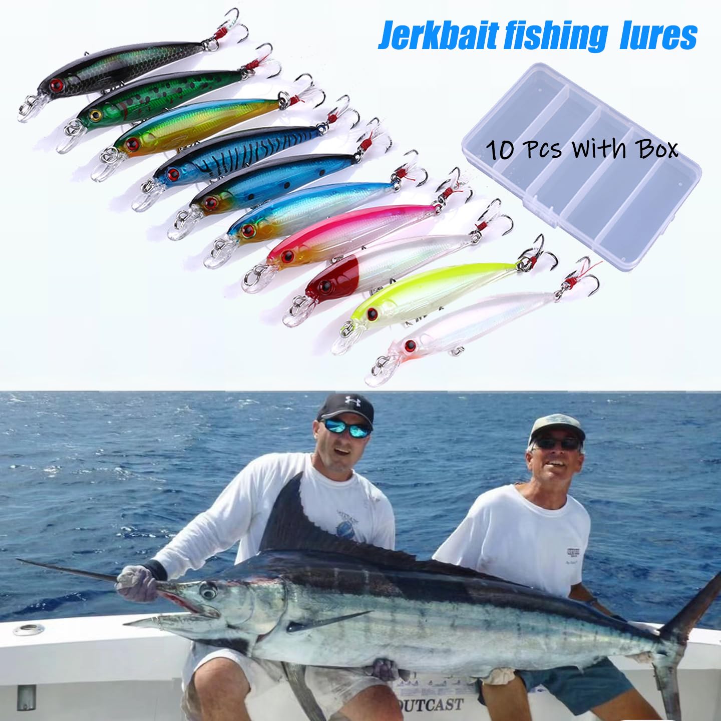 LURESMEOW jerkbait features 3D eyes for lifelike appeal