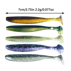 LURESMEOW paddle tail swimbaits close-up shows bright colors to attract strikes