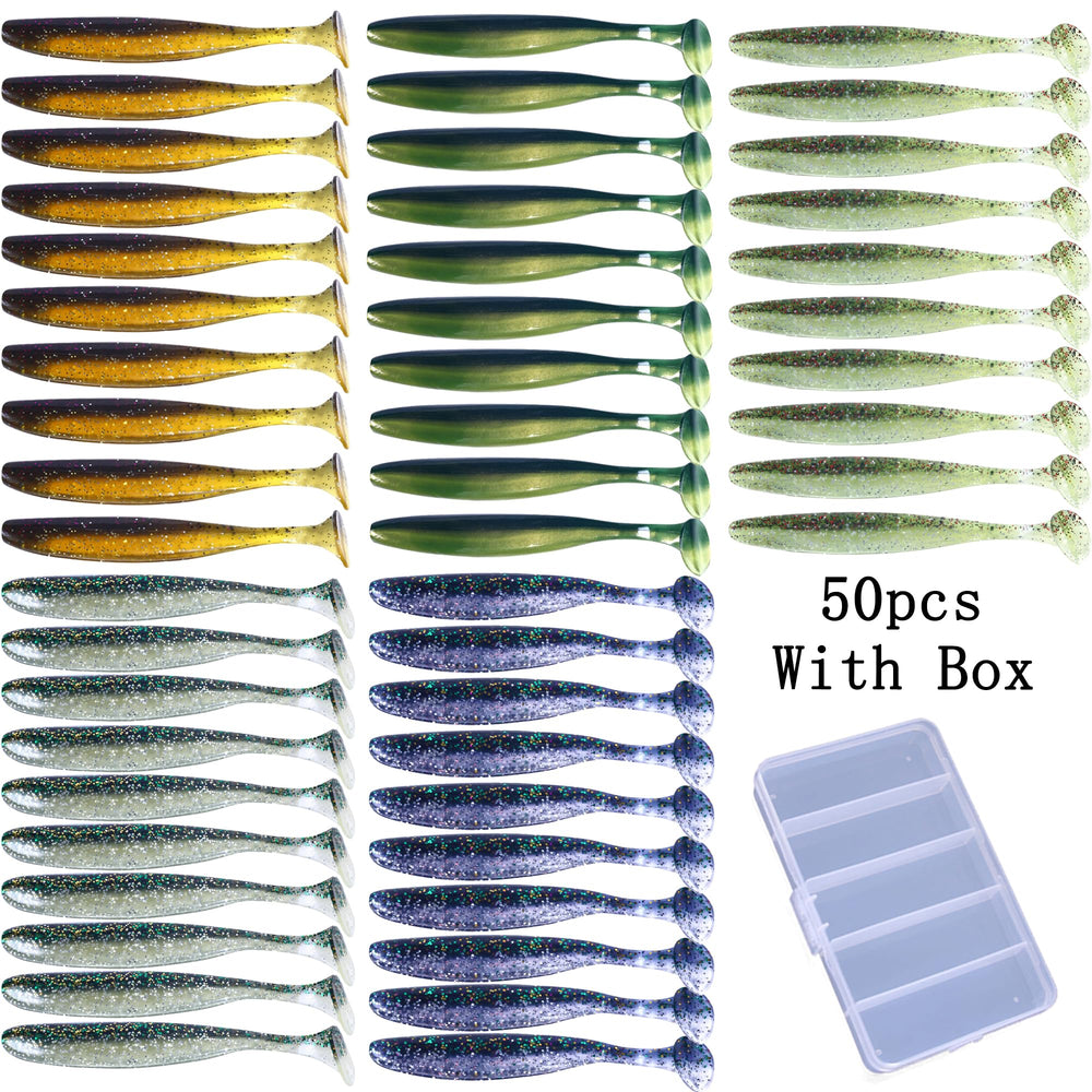 LURESMEOW swimbaits with sequins shimmer underwater for added visibility