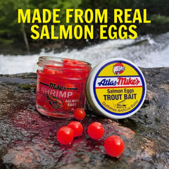 Trout fishing setup with salmon eggs