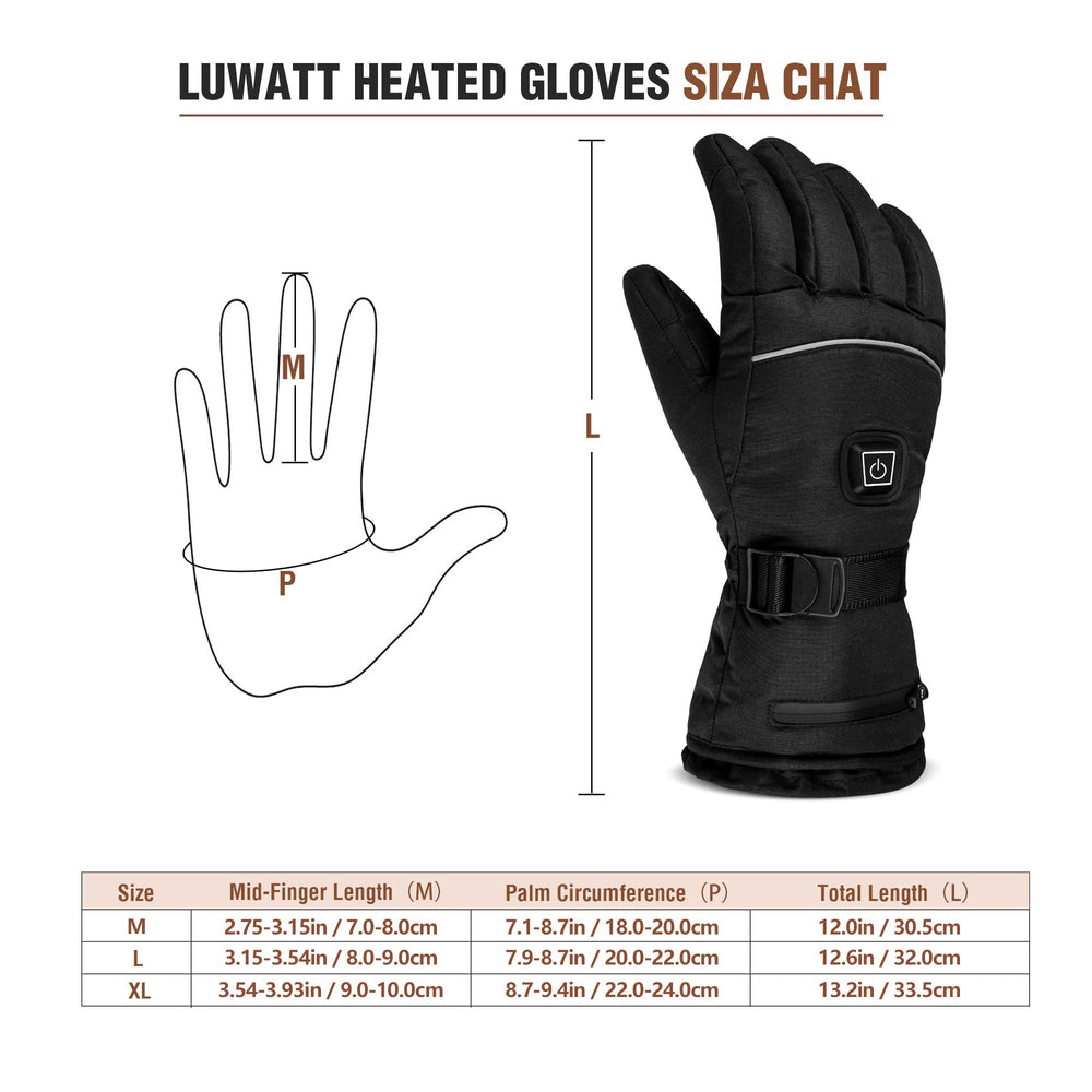 LUWATT heated gloves adjustable buckle for secure fit during activities