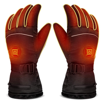 LUWATT heated gloves showing battery pack for extended warmth during outdoor activities