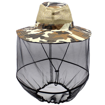 Luwint Head Net Hat front view in camo yellow