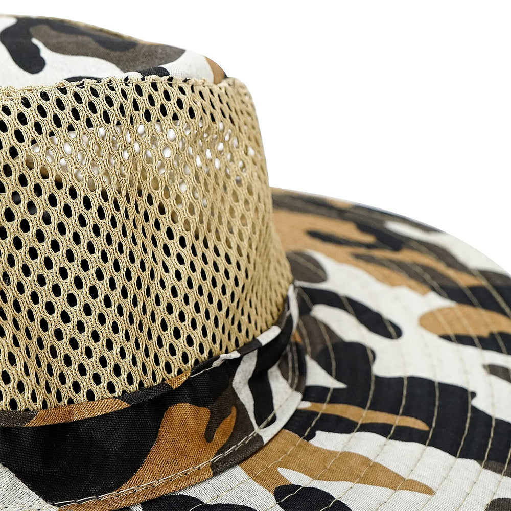 Head netting and mesh ventilation detail