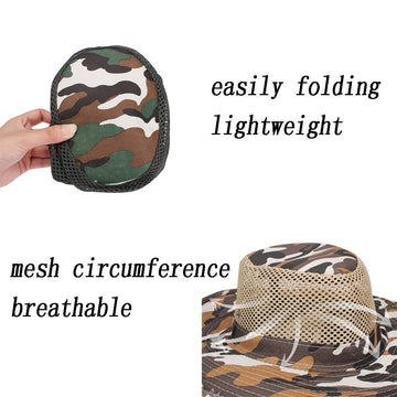 Outdoor usage showing fishing and hiking with the hat