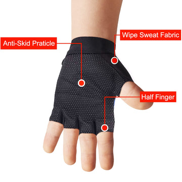 Breathable back panel of Luwint Kids gloves in blue