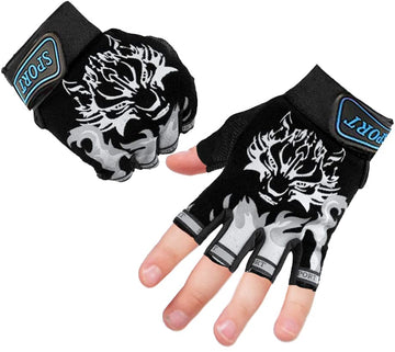 Luwint Kids Sport Gloves Black - ergonomic half-finger design