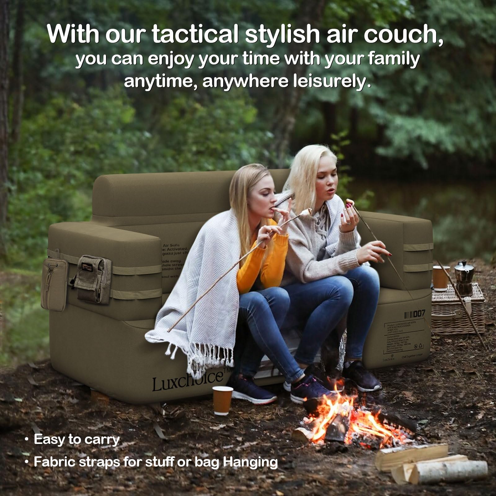 Luxchoice inflatable couch dual-layer chambers provide even support.