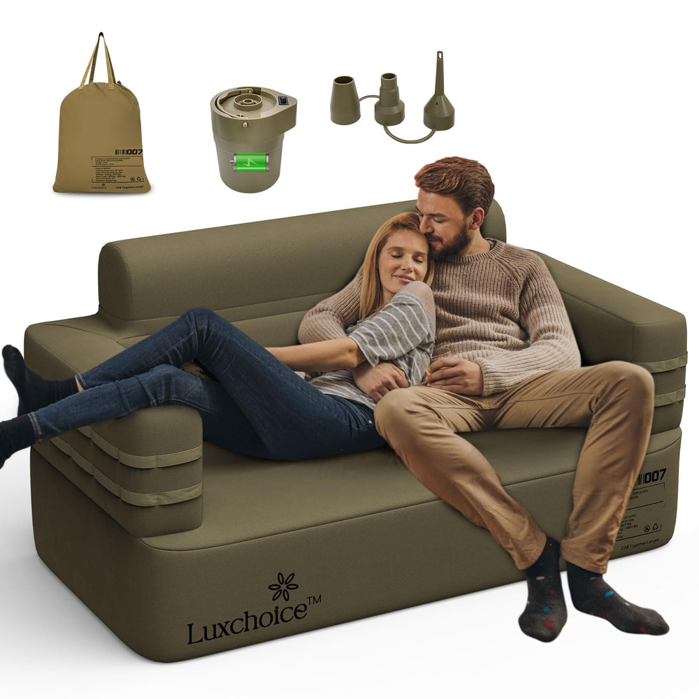 Luxchoice inflatable couch military-durability for rugged outdoor use.