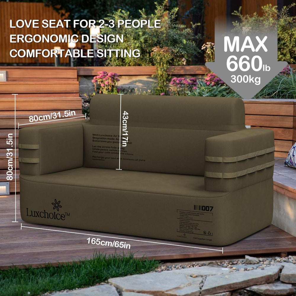 Luxchoice inflatable couch with 1000D Oxford cloth resists tears.
