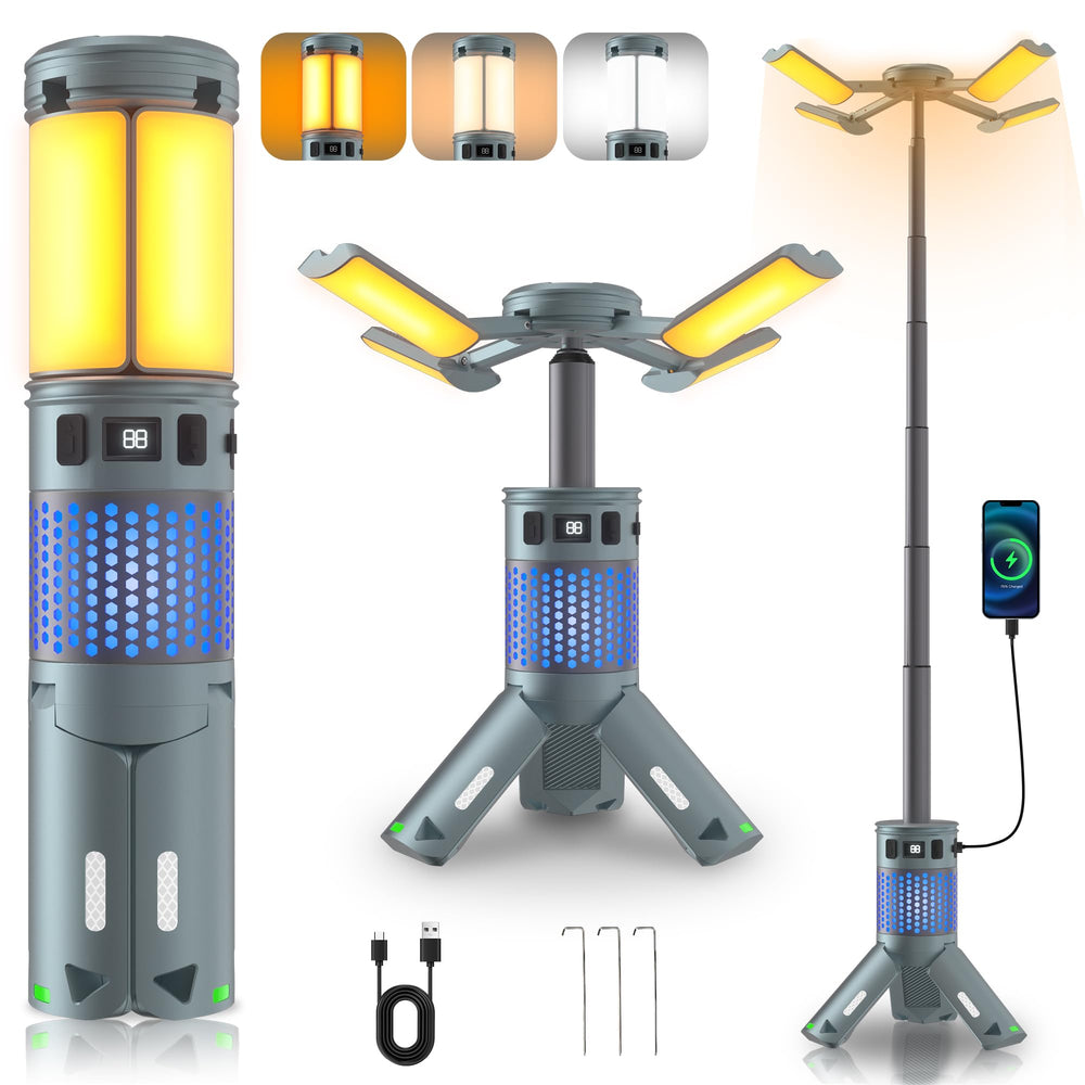 LUXMO PREMIUM camping lights folded compact for easy packing and quick setup on trails.