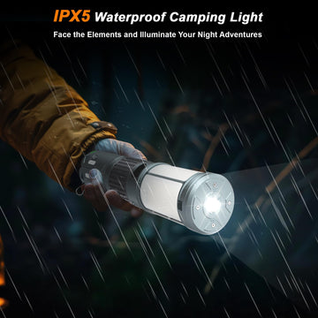 LUXMO PREMIUM IPX5 waterproof camping light withstands rain and humidity.