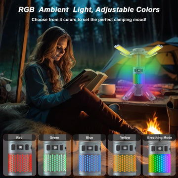 LUXMO PREMIUM RGB mode light with colors for ambient camping and gatherings.