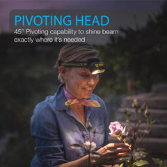 Lux Pro Bright 400 Lumen headlamp beam focus adjustment for precise path lighting.