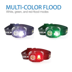 Lux Pro Bright 400 Lumen headlamp soft adjustable strap enhances trekking comfort.