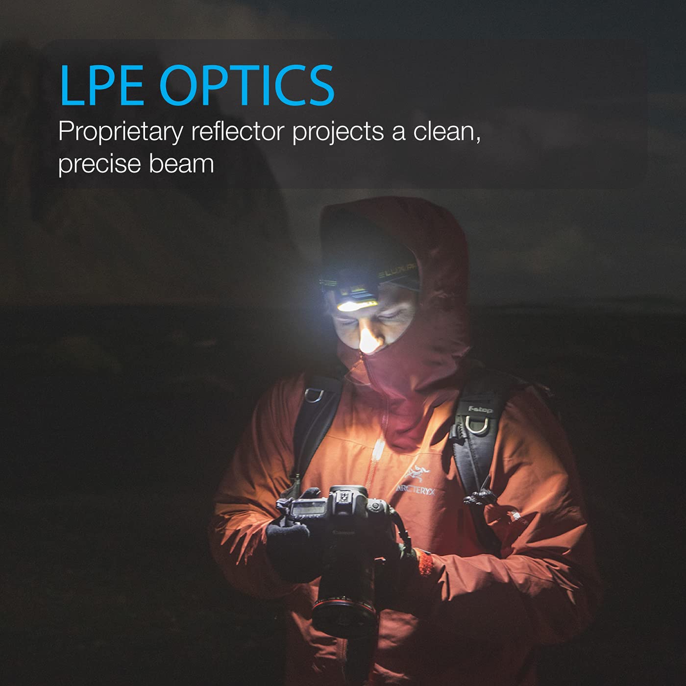 Lux Pro Bright 400 Lumen headlamp tilt-angle adjustment directs light precisely.