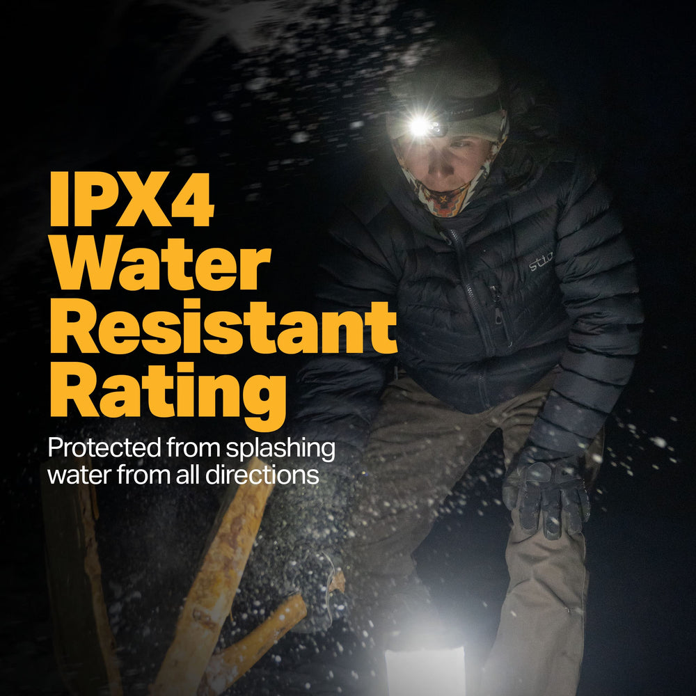 LUXPRO headlamp IPX4 water-resistance for rain-ready use