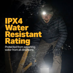 LUXPRO headlamp IPX4 water-resistance for rain-ready use