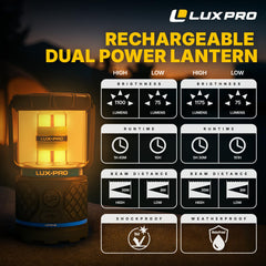 LUXPRO lantern built-in power bank for device charging