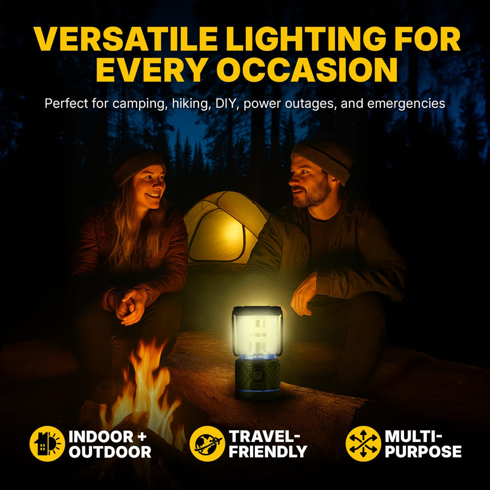 LUXPRO lantern in use at a campsite ready for night tasks