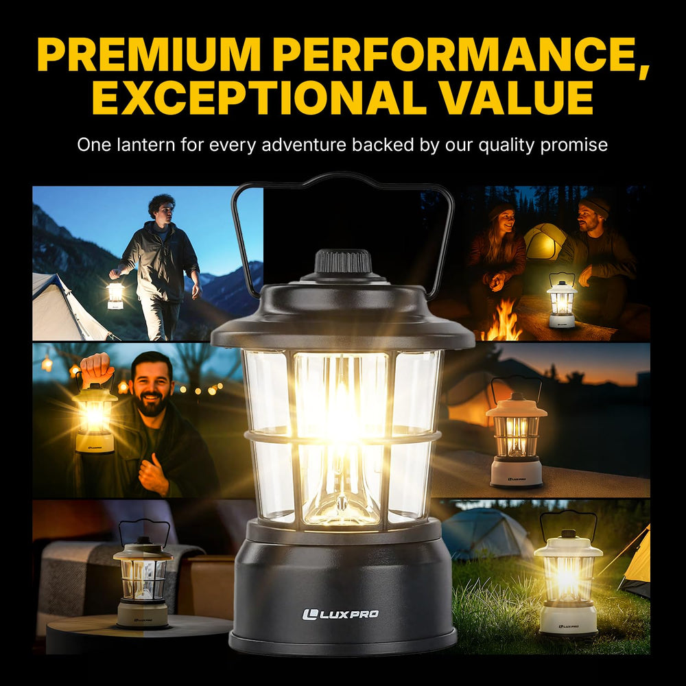 LUXPRO Retro LED Lantern black finish fits outdoor gear