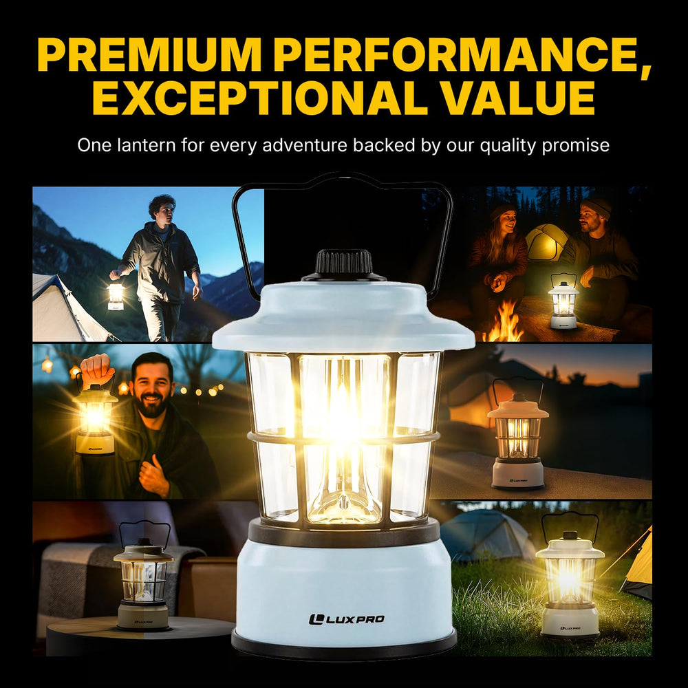LUXPRO Retro LED Lantern blue suitable for indoor workshops and stairways.